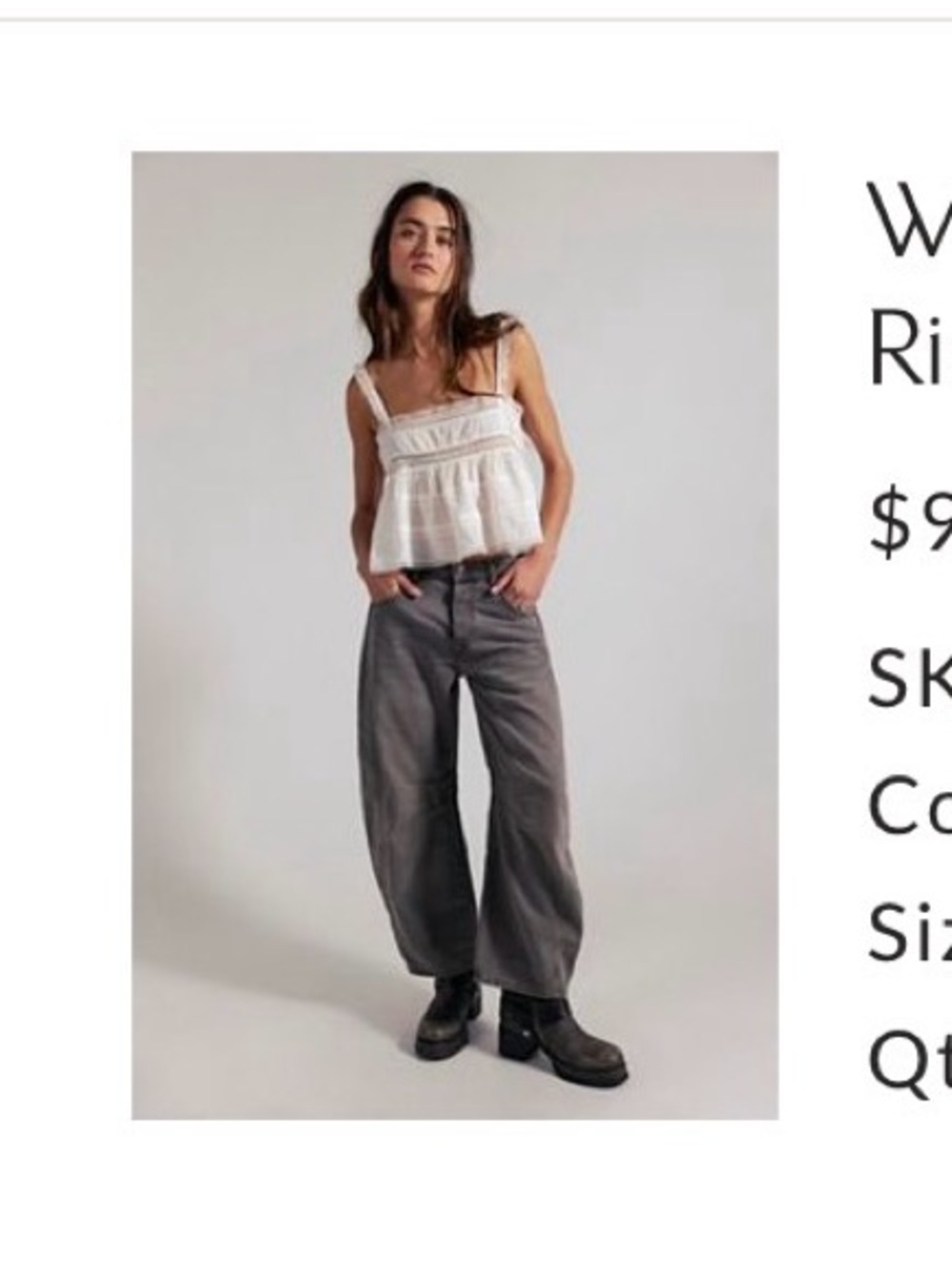FREE PEOPLE: We The Free Good luck Mid rise barrel Jeans
Color : Archive Grey - Picture 1 of 6
